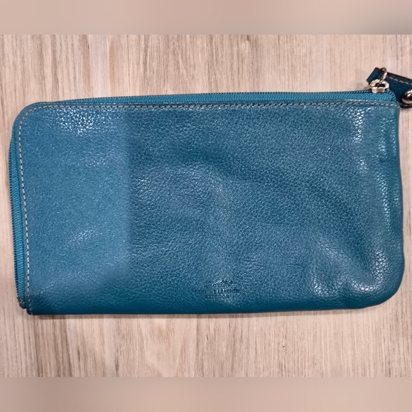 Buxton L- Zip-Around RFID Credit Card Leather Wallet Teal - Picture 8 of 8